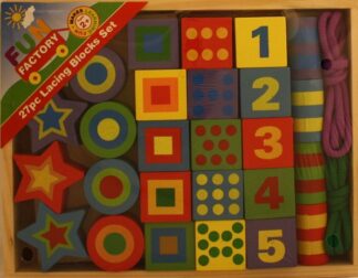 Wooden 27 Piece Lacing Blocks Set - New