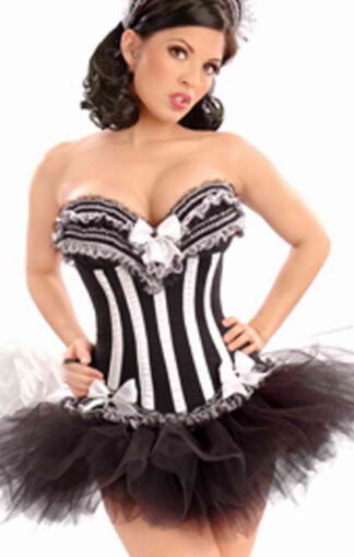 White Black Laceup Corset