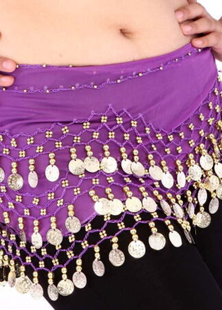 Purple Belly Dancer Coin Sash Skirt
