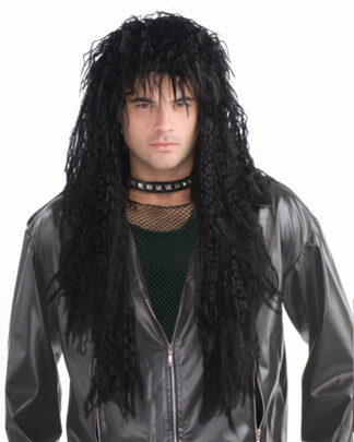 80's Black Headbanger Wig
