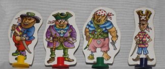 PARTS ONLY - Treasure Island Board Game - 4 Pirate Stands and 4 Pirate Cut Outs Only