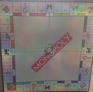 PARTS ONLY -Monopoly Board Game 2000 Millennium Tin Edition - Silver Coloured Holographic Foil Gameboard