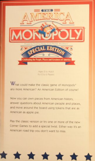 PARTS ONLY - The America Monopoly Special Edition Board Game - (1) Rules Only