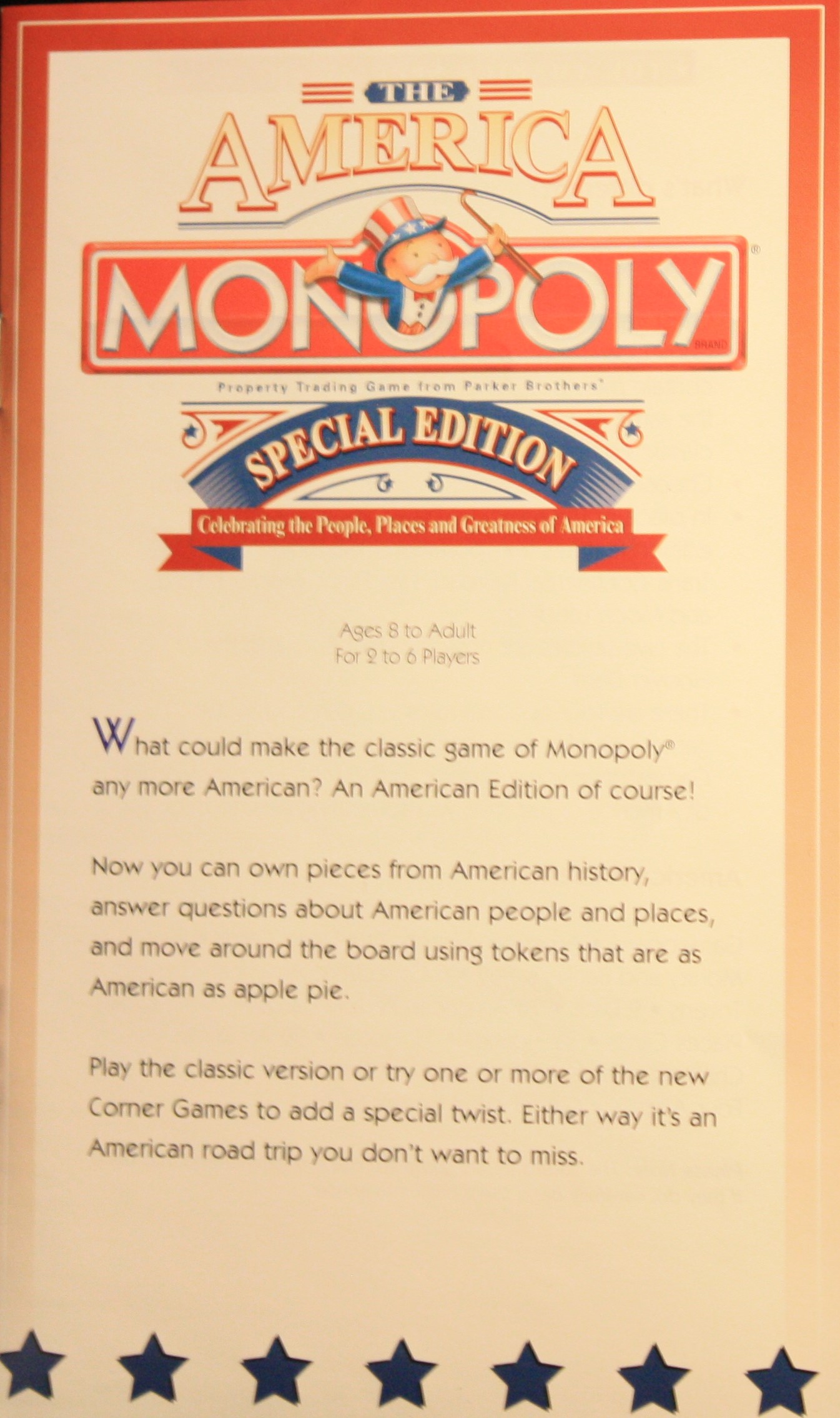 Monopoly America Special Edition Replacement Parts Instruction Manual 