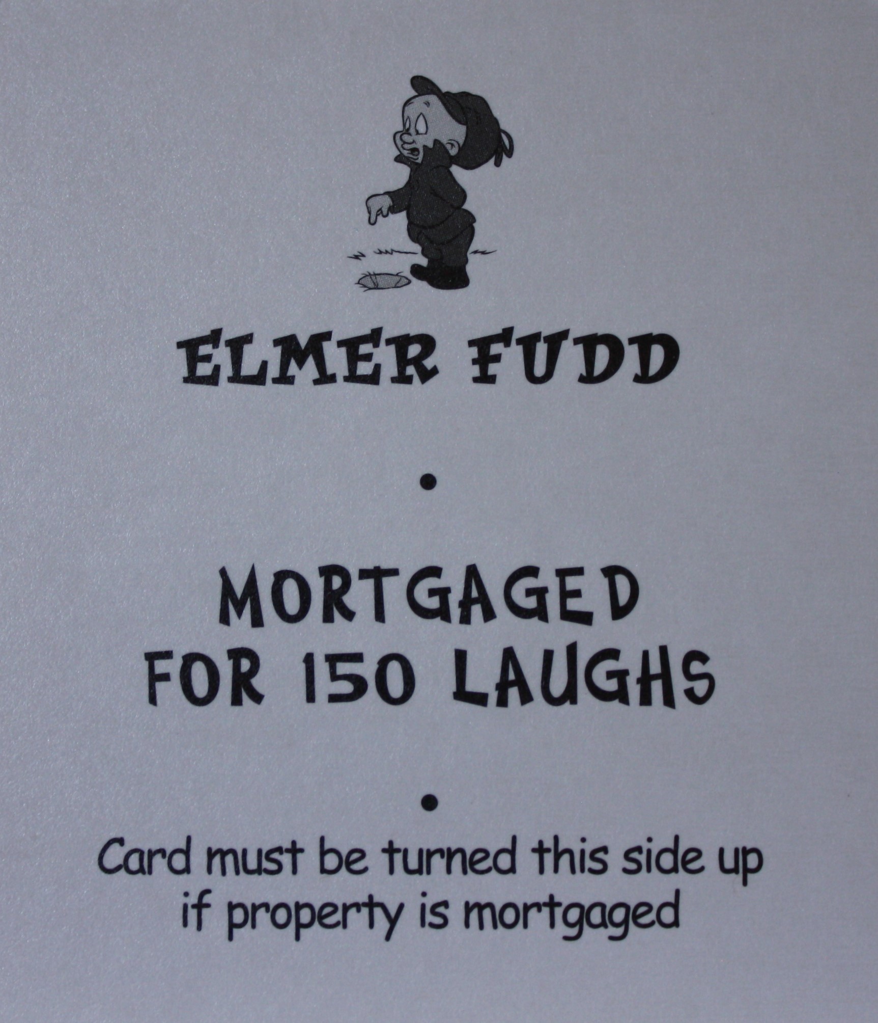 PARTS ONLY - Monopoly Looney Tunes - "Rabbit Seasoning - Elmer Fudd" Title Card Only