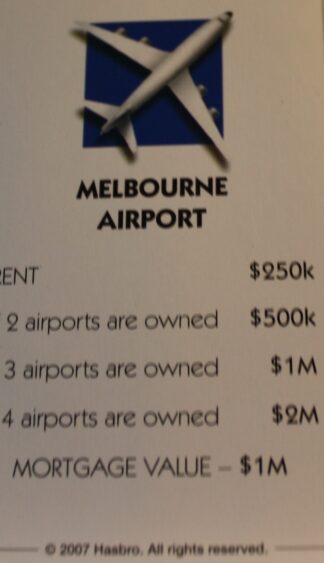 PARTS ONLY - Monopoly The Australian Here and Now Edition Board Game - (1) "Melbourne Airport" Title Deed Card Only