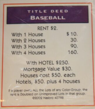 PARTS ONLY -The America Monopoly Special Edition Board Game- (Pack)28 American History Deed Cards