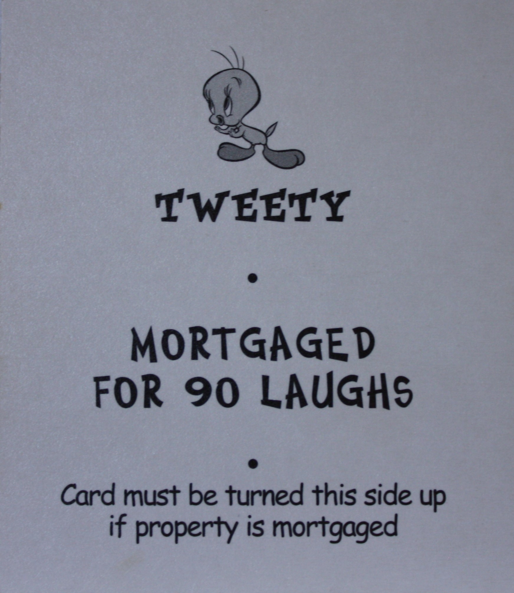 PARTS ONLY - Monopoly Looney Tunes - " Tweety's S.O.S. - Tweety" Title Card Only