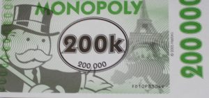 PARTS ONLY -Monopoly Here and Now UK Limited Edition Board Game - 10 x £200K Specialty Money