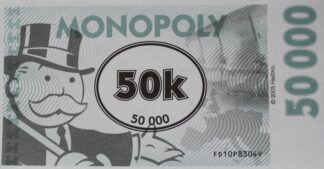 PARTS ONLY -Monopoly Here and Now UK Limited Edition Board Game - 10 x £50K Specialty Money