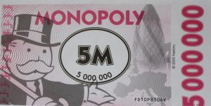 PARTS ONLY -Monopoly Here and Now UK Limited Edition Board Game - 10 x £5M Specialty Money
