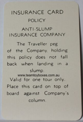 PARTS ONLY - Flutter Stock Exchange Board Game - (1) Insurance Card Policy Only