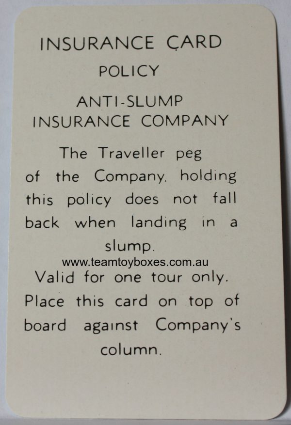 PARTS ONLY - Flutter Stock Exchange Board Game - (1) Insurance Card Policy Only