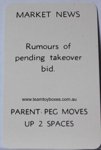 PARTS ONLY - Flutter Stock Exchange Board Game - (1) #1 Market News Card Only