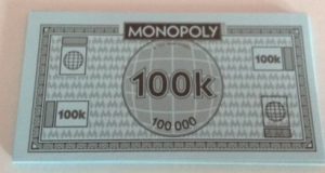 PARTS ONLY - Monopoly Board Game "City Edition" - Pack of 10 of 100K Money