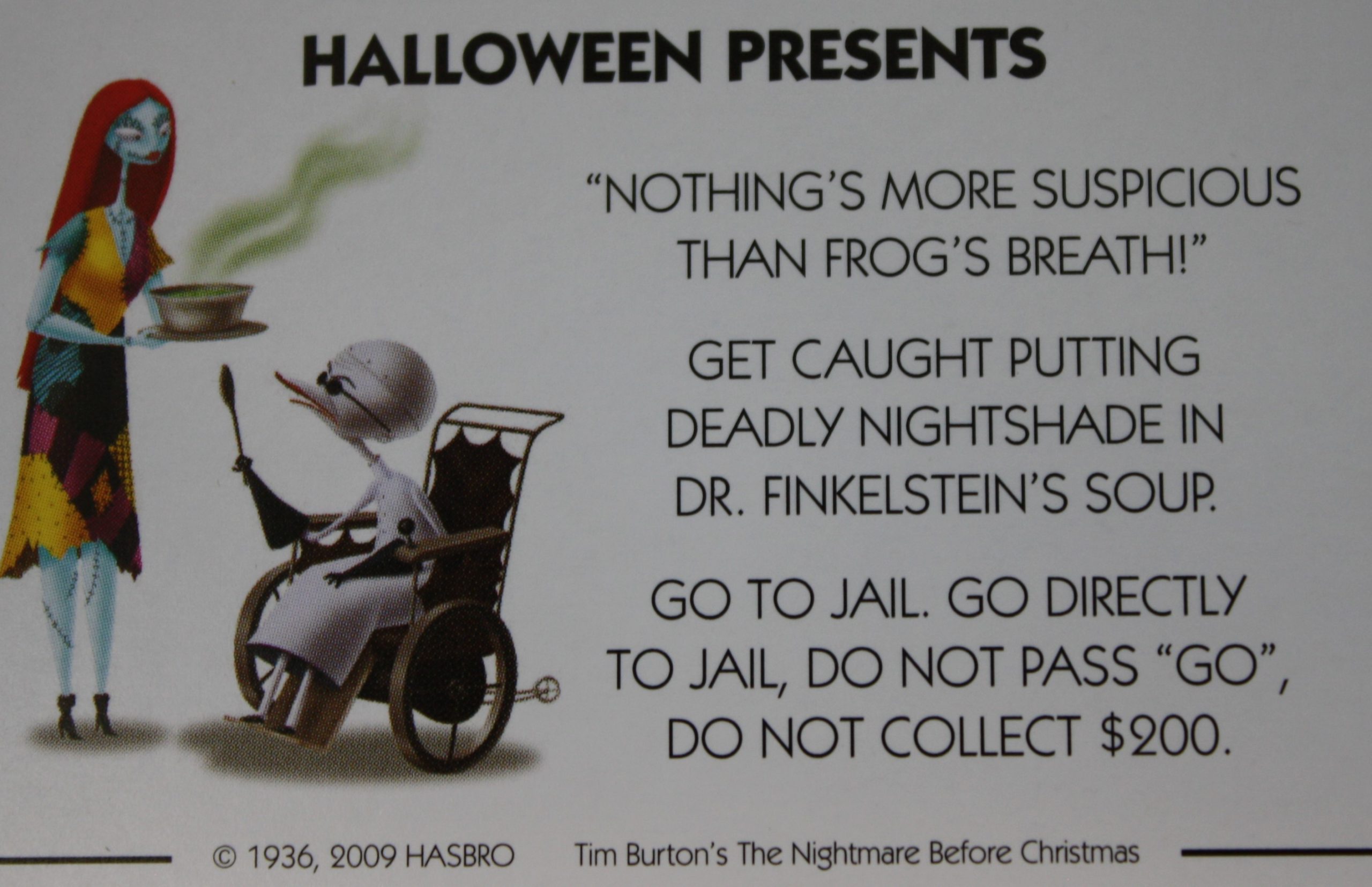 PARTS ONLY - Monopoly Tim Burton's The Nightmare Before Christmas Board Game - #10 Halloween Presents Card