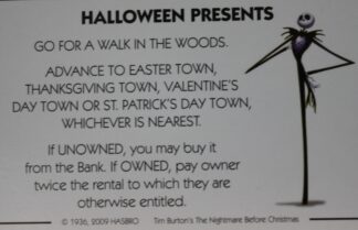 PARTS ONLY - Monopoly Tim Burton's The Nightmare Before Christmas Board Game - #13 Halloween Presents Card