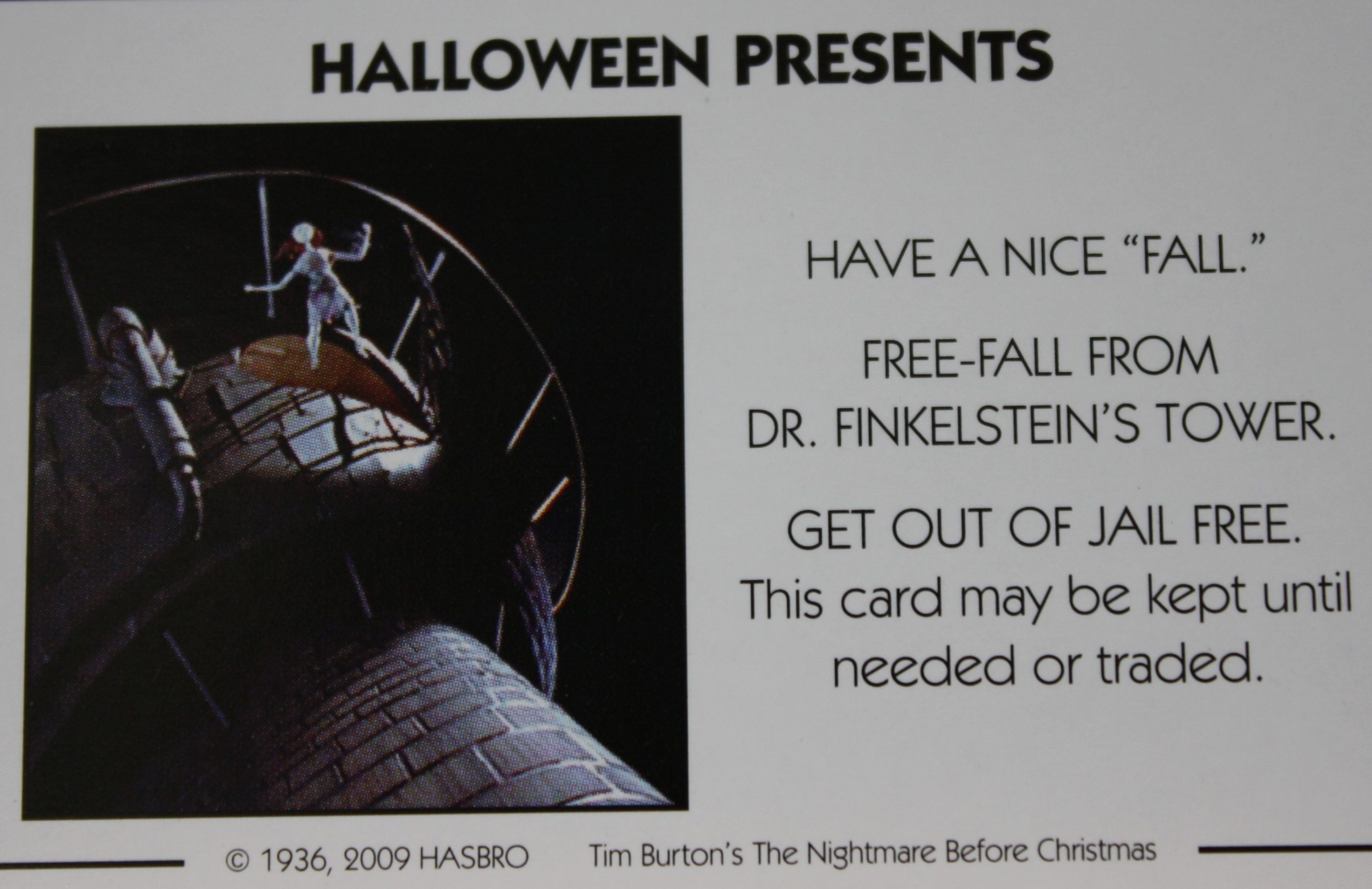 PARTS ONLY - Monopoly Tim Burton's The Nightmare Before Christmas Board Game - #2 Halloween Presents Card