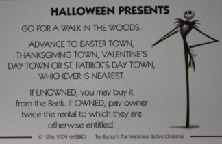 PARTS ONLY - Monopoly Tim Burton's The Nightmare Before Christmas Board Game - #3 Halloween Presents Card