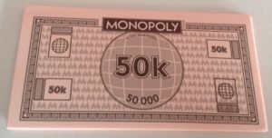 PARTS ONLY - Monopoly Board Game "City Edition"- Pack of 10 of 50K Money