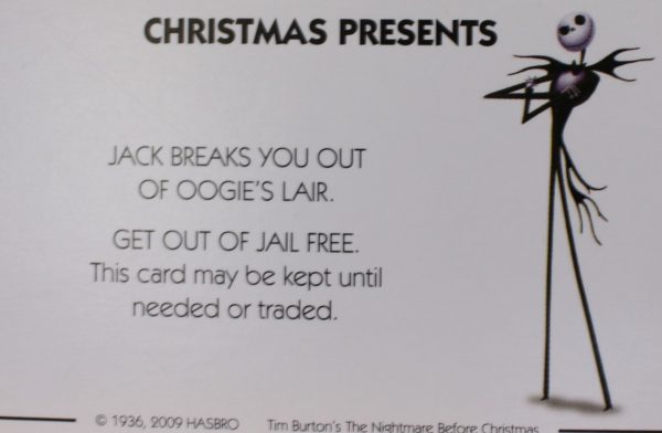 PARTS ONLY - Monopoly Tim Burton's The Nightmare Before Christmas Board Game - #1 Christmas Presents Card
