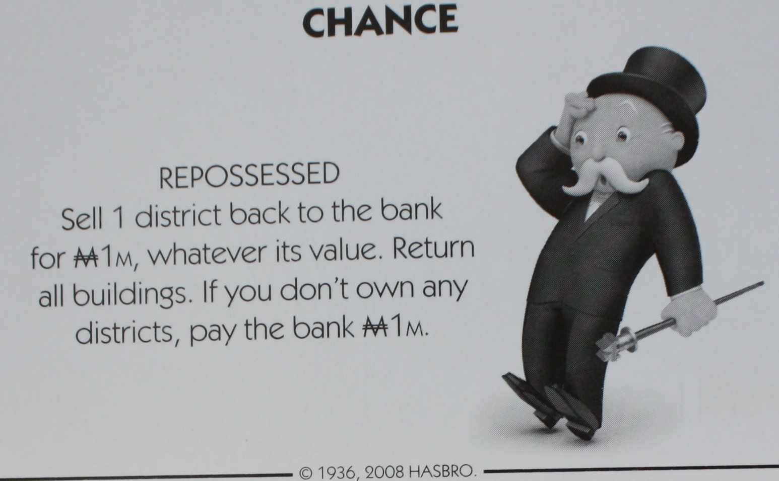 PARTS ONLY - Monopoly City Board Game - #18 Chance Card