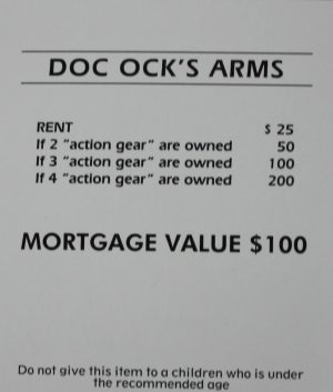 PARTS ONLY -Monopoly Board Game Spiderman Edition - "Doc Ock's Arms" Title Deed Card