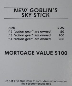 PARTS ONLY -Monopoly Board Game Spiderman Edition - "New Goblin's Sky Stick" Title Deed Card