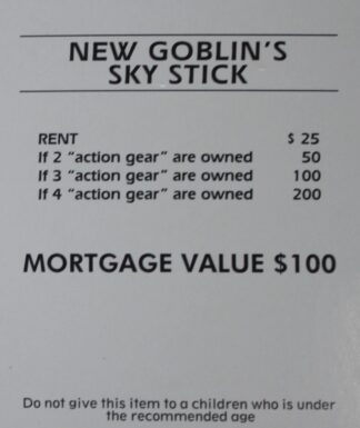 PARTS ONLY -Monopoly Board Game Spiderman Edition - "New Goblin's Sky Stick" Title Deed Card