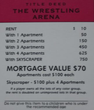PARTS ONLY -Monopoly Board Game Spiderman Edition - "The Wrestling Arena" Title Deed Card