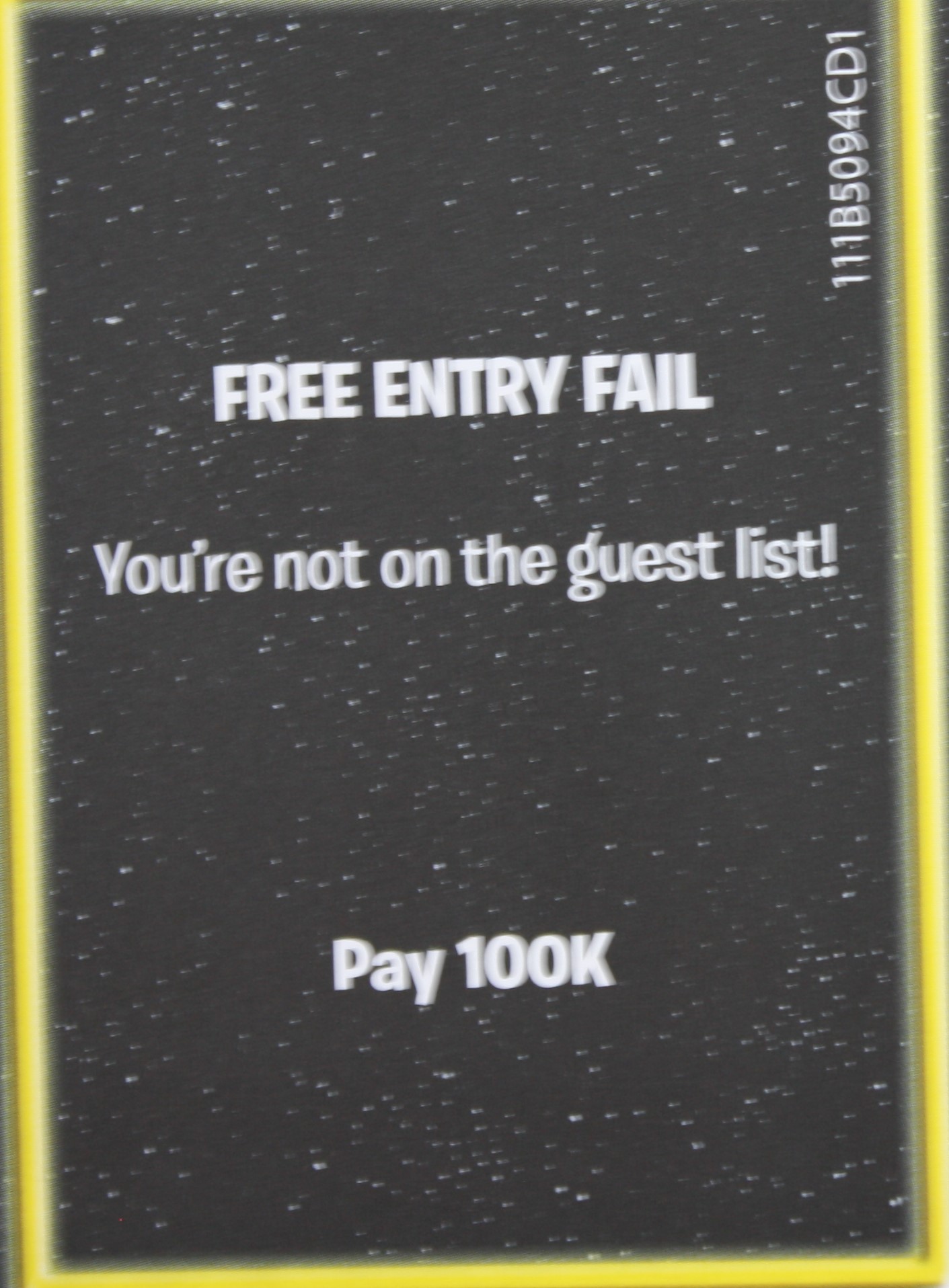 PARTS ONLY - The Game of Life "Empire" Board Game - Action "Free Entry Fail" Card Only