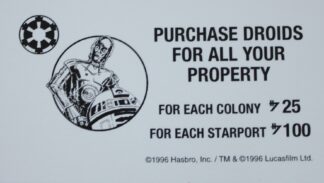 PARTS ONLY - Monopoly Star Wars Trilogy Board Game - #11 Imperial Card Only