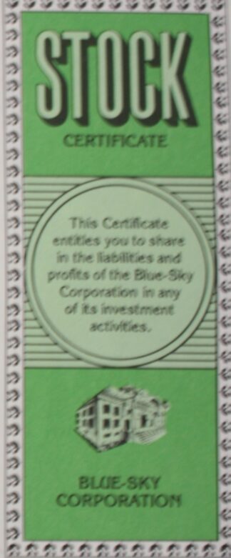 PARTS ONLY -Poleconomy Board Game - Stock Certificate
