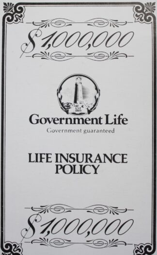 PARTS ONLY - Poleconomy The Game of New Zealand Board Game - (1) Life Insurance Policy Card Only