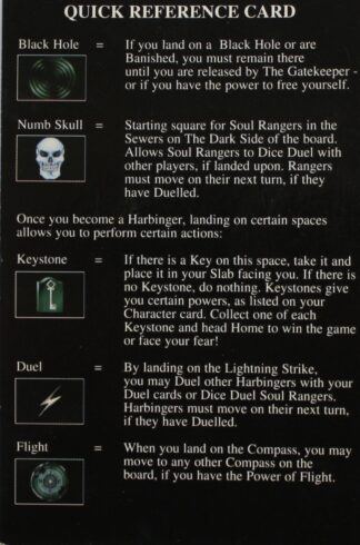PARTS ONLY - Atmosfear "The Harbingers" Board Game - Quick Reference Card Only