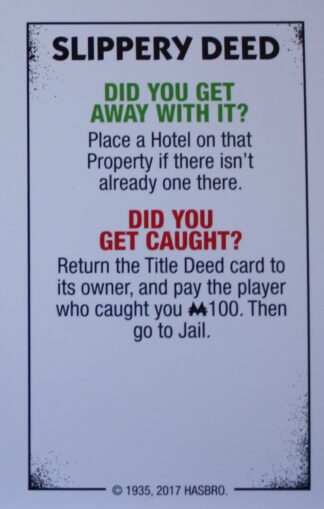 PARTS ONLY - Monopoly Board Game "Cheaters" Edition - Slippery Deed Card Only
