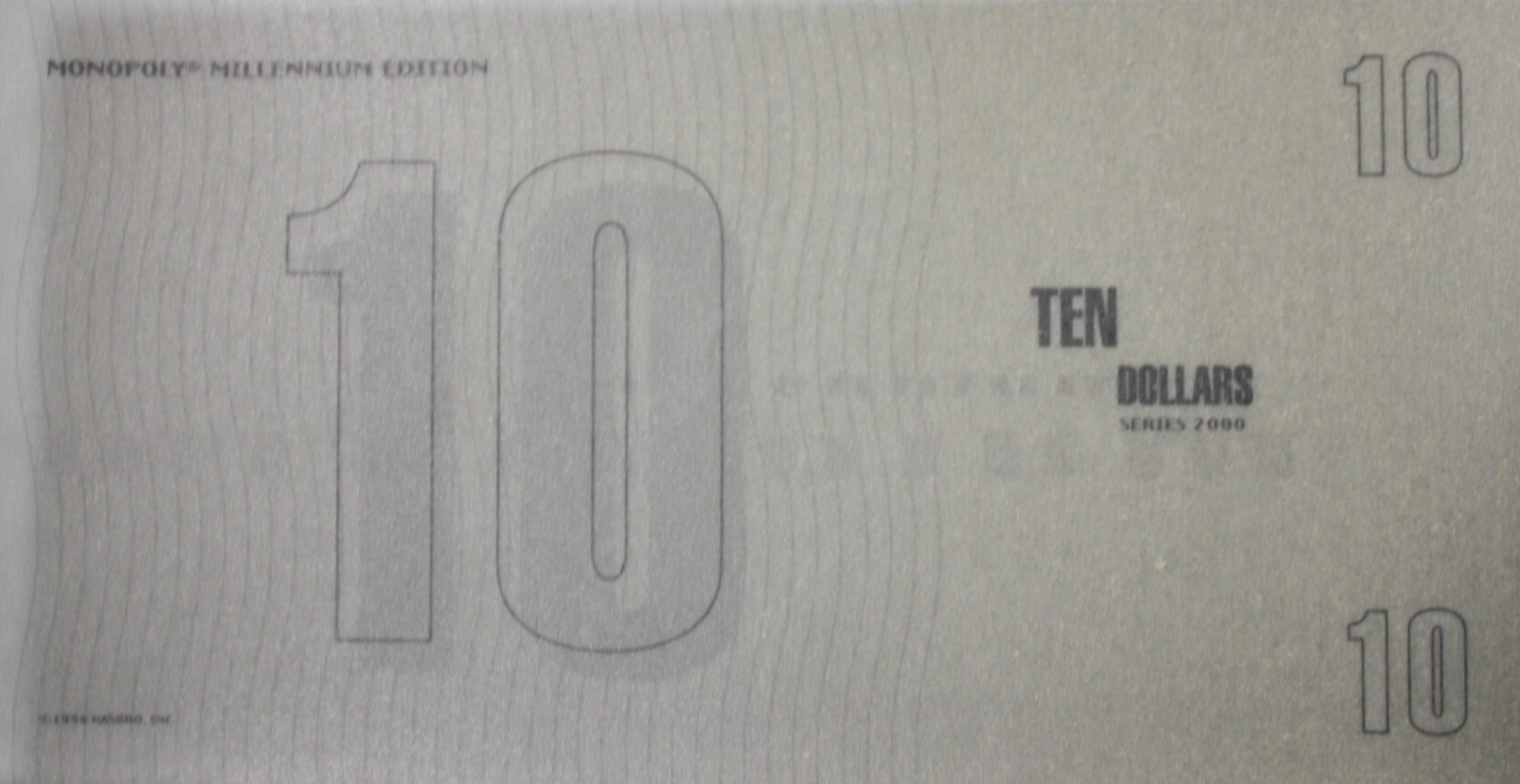 PARTS ONLY - Monopoly Board Game 2000 Millennium Tin Edition - Pack (10) $10 Translucent Money Only