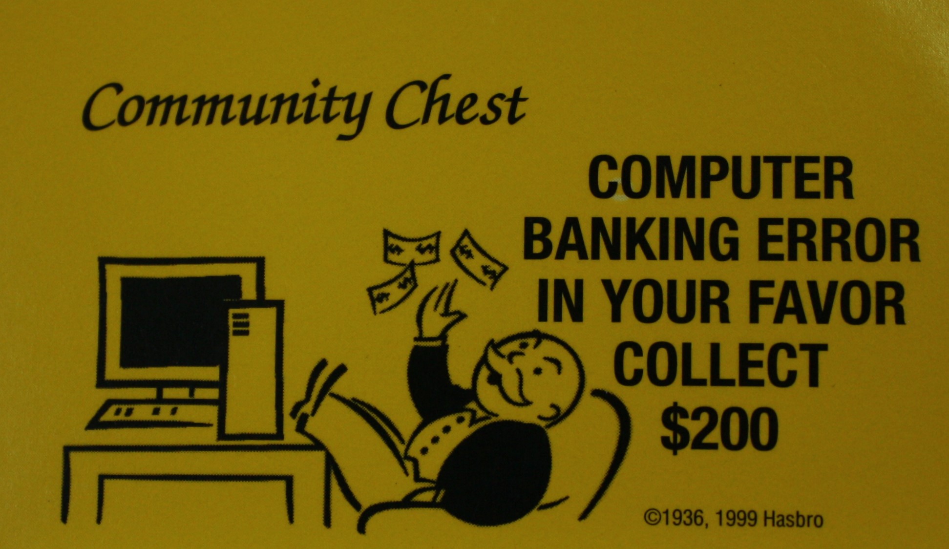 PARTS ONLY - Monopoly 2000 Millennium Board Game - #15 Community Chest Card Only