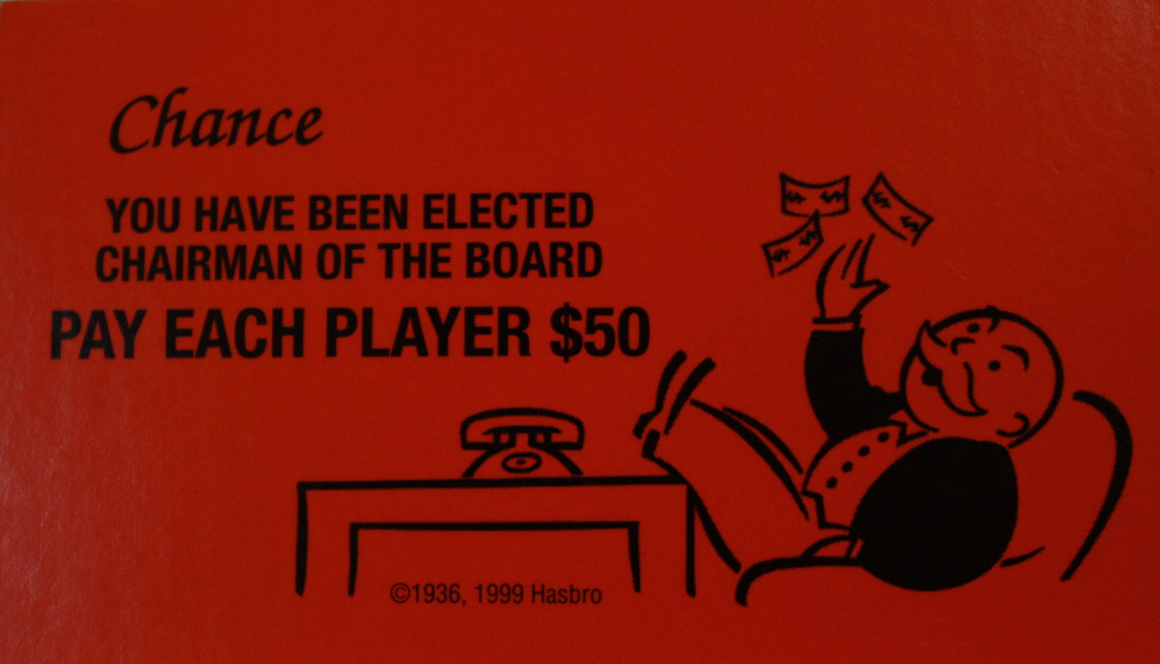 PARTS ONLY - Monopoly 2000 Millennium Board Game - #2 Chance Card Only