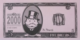 PARTS ONLY - Monopoly 2000 Millennium Board Game - (1) Pack (10) $5 Money Only