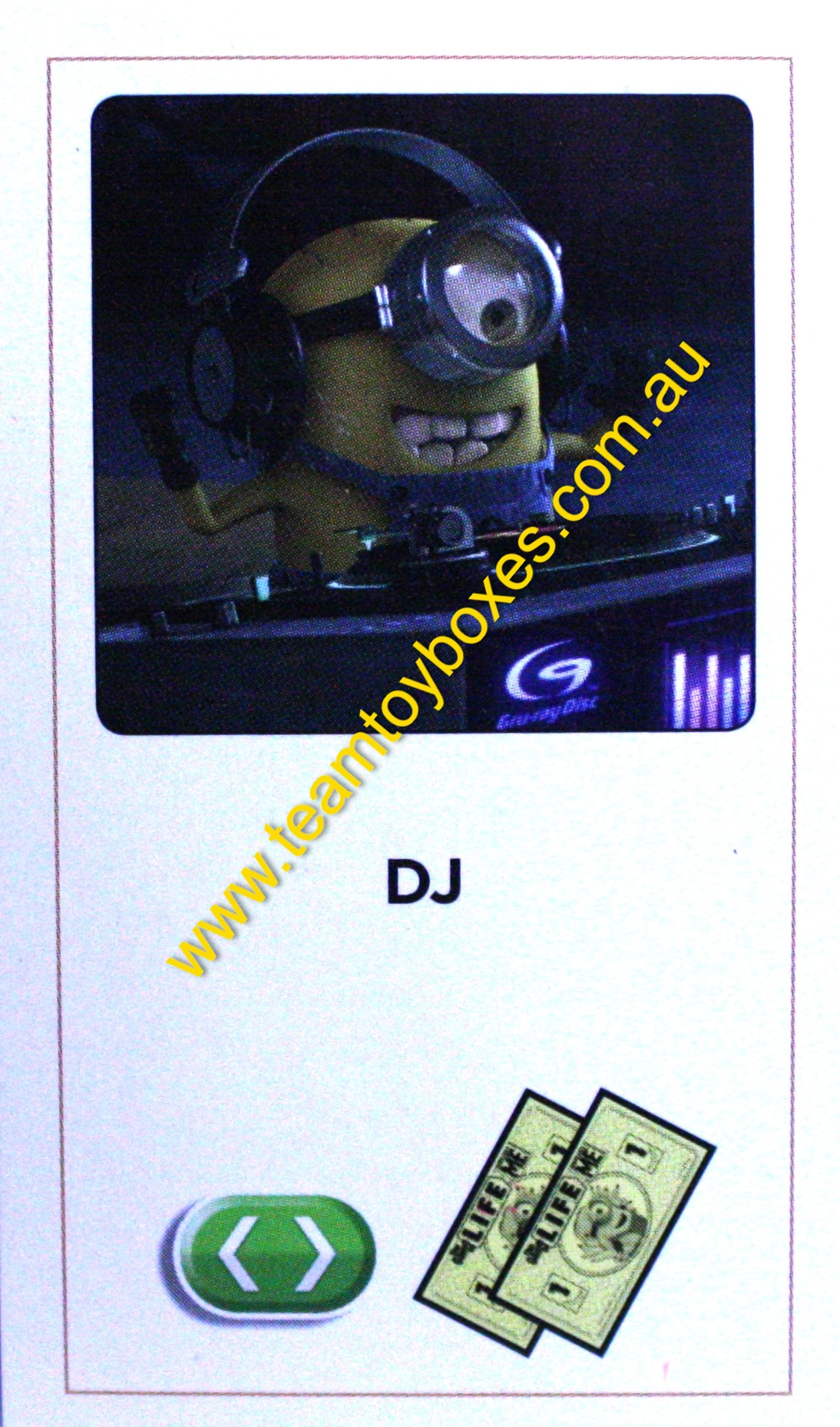 PARTS ONLY - The Game of Life Board Game "Despicable Me" Version - (1) "DJ" Career Card Only