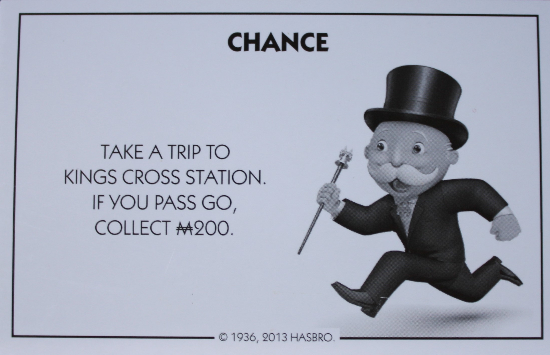 PARTS ONLY - Monopoly Board Game Hasbro 2013 Version - #12 Chance Card Only
