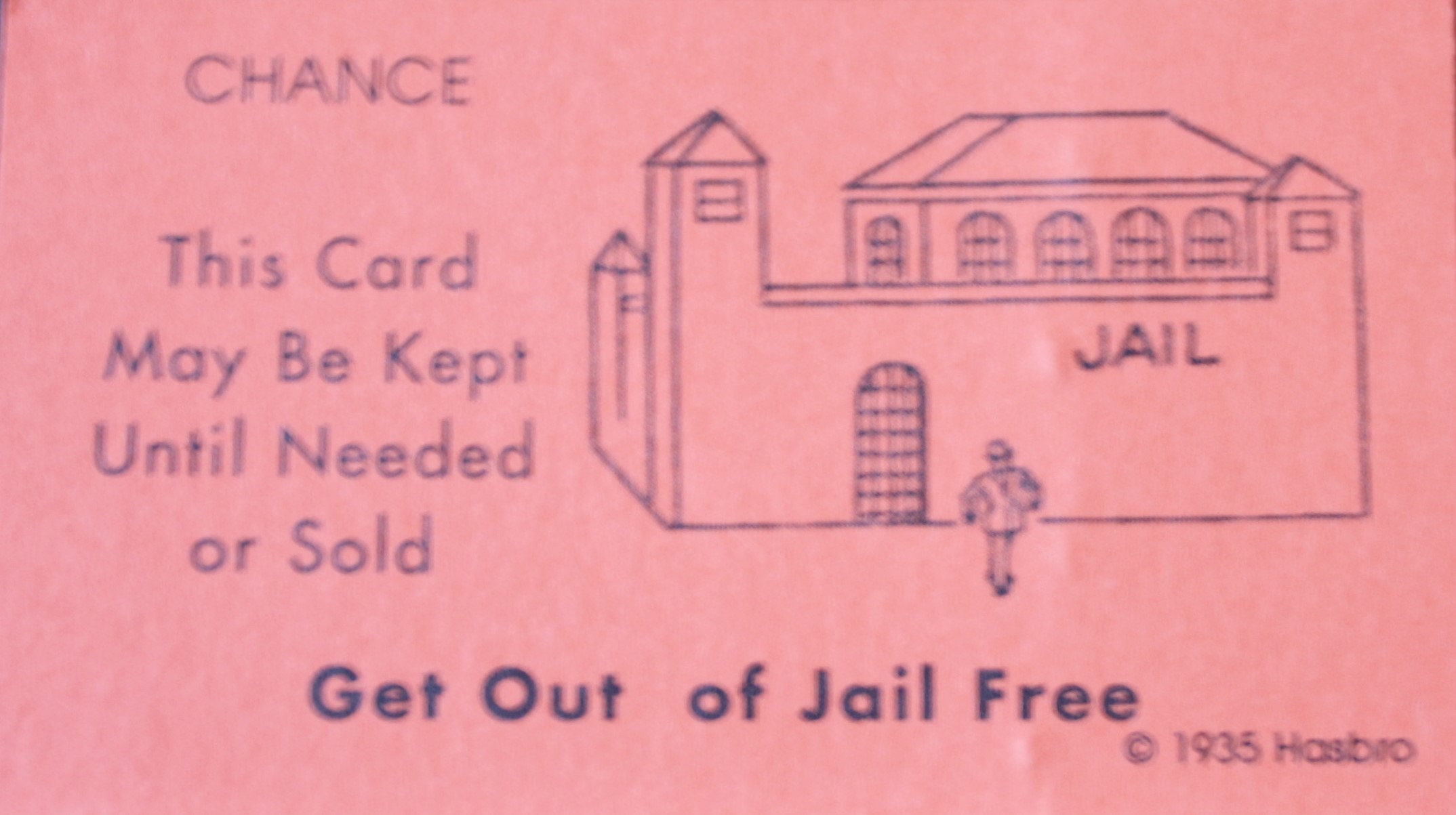 PARTS ONLY -Monopoly Board Game "1935 Deluxe First Edition Classic Reproduction" - #1 Chance Card Only