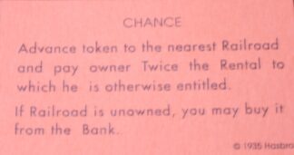 PARTS ONLY -Monopoly Board Game "1935 Deluxe First Edition Classic Reproduction" - #7 Chance Card Only