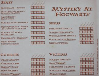 PARTS ONLY - Harry Potter Mystery at Hogwarts Board Game - (1) Hunch Checklist Pad Single Sheet Only