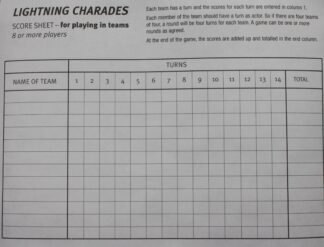 PARTS ONLY -Lightning Charades Board Game - (22) Score Sheets Only
