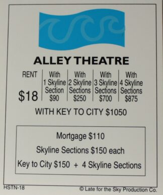 PARTS ONLY -Houston In-A-Box Board Game - "Alley Theatre" Title Deed Card Only
