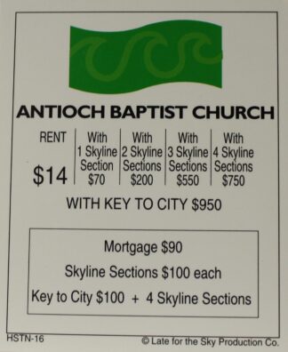 PARTS ONLY -Houston In-A-Box Board Game - "Antioch Baptist Church" Title Deed Card Only