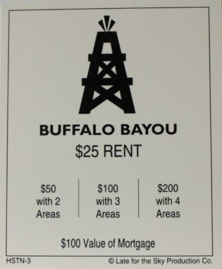PARTS ONLY -Houston In-A-Box Board Game - "Buffalo Bayou" Title Deed Card Only