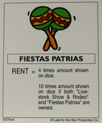PARTS ONLY -Houston In-A-Box Board Game - "Fiestas Patrias" Title Deed Card Only